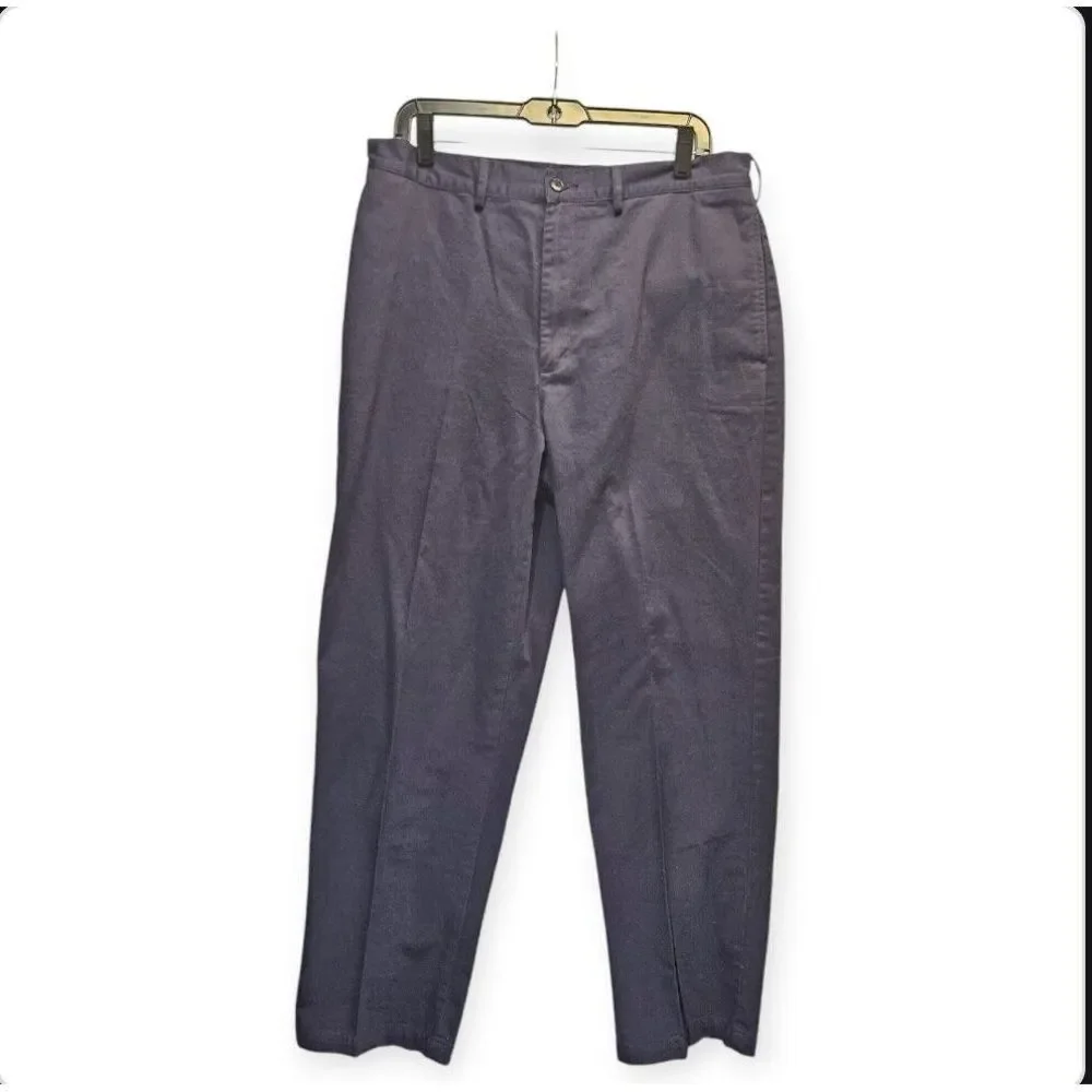 Lands End Chino Dress Pants 34x30 Regular Fit Navy Blue Classic Preppy Golf